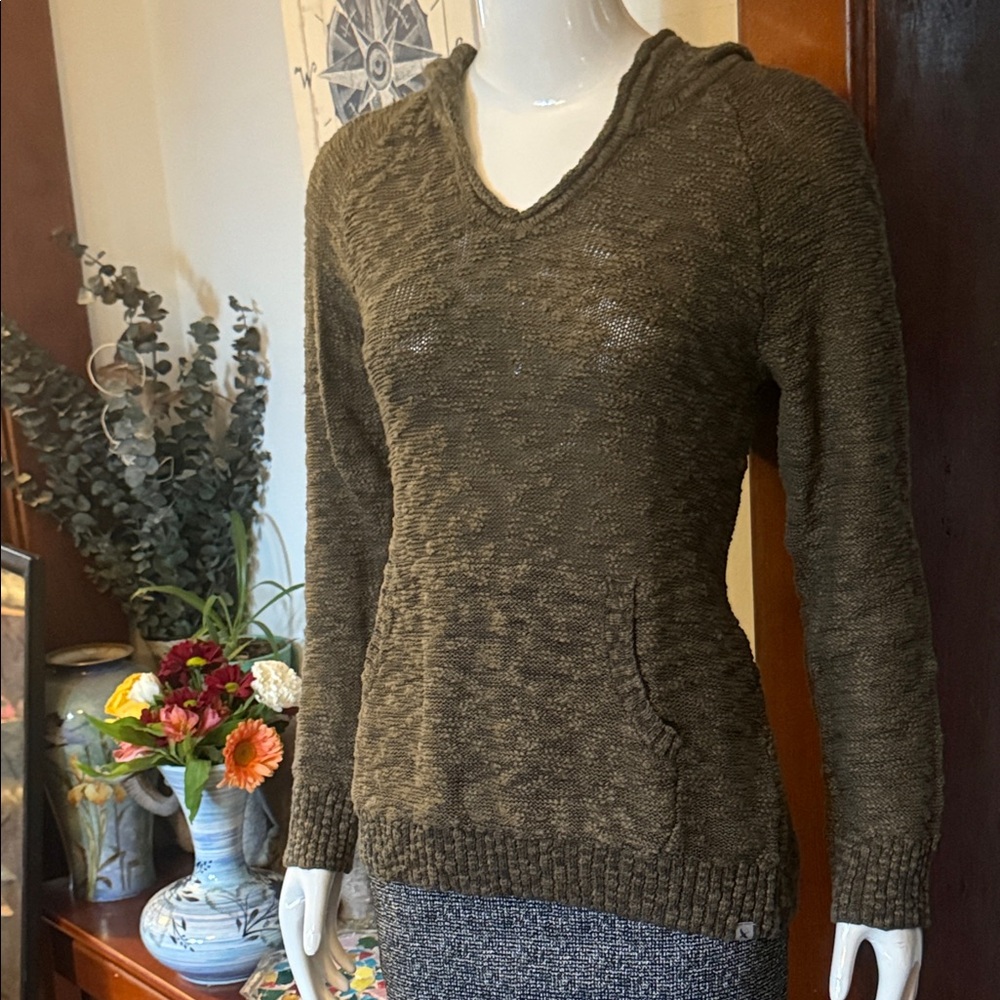 NWT Eddie Bauer size small 100% cotton Olive Green Women's hooded Sweater